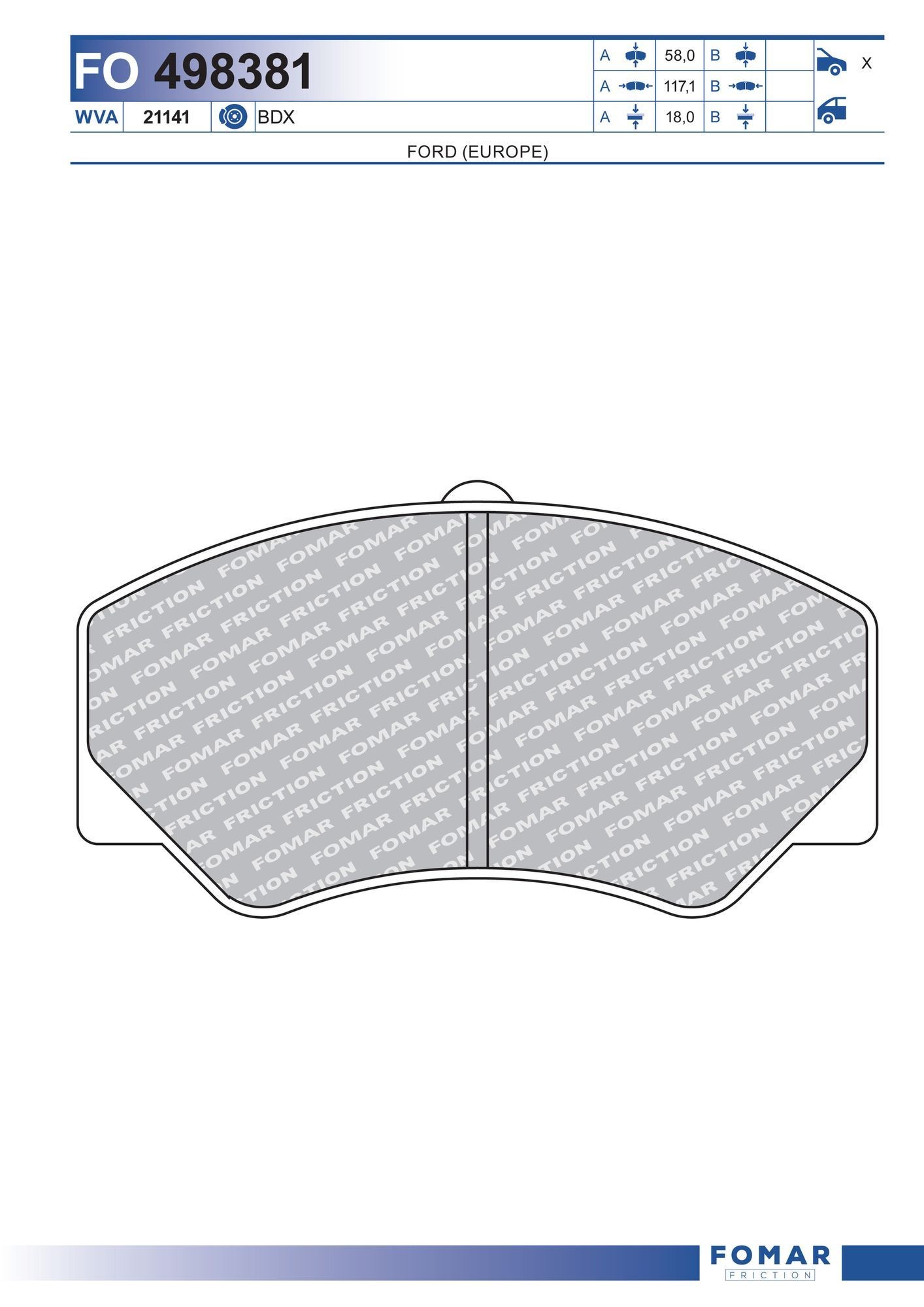FOMAR Friction FO 498381: Piduriklotsid