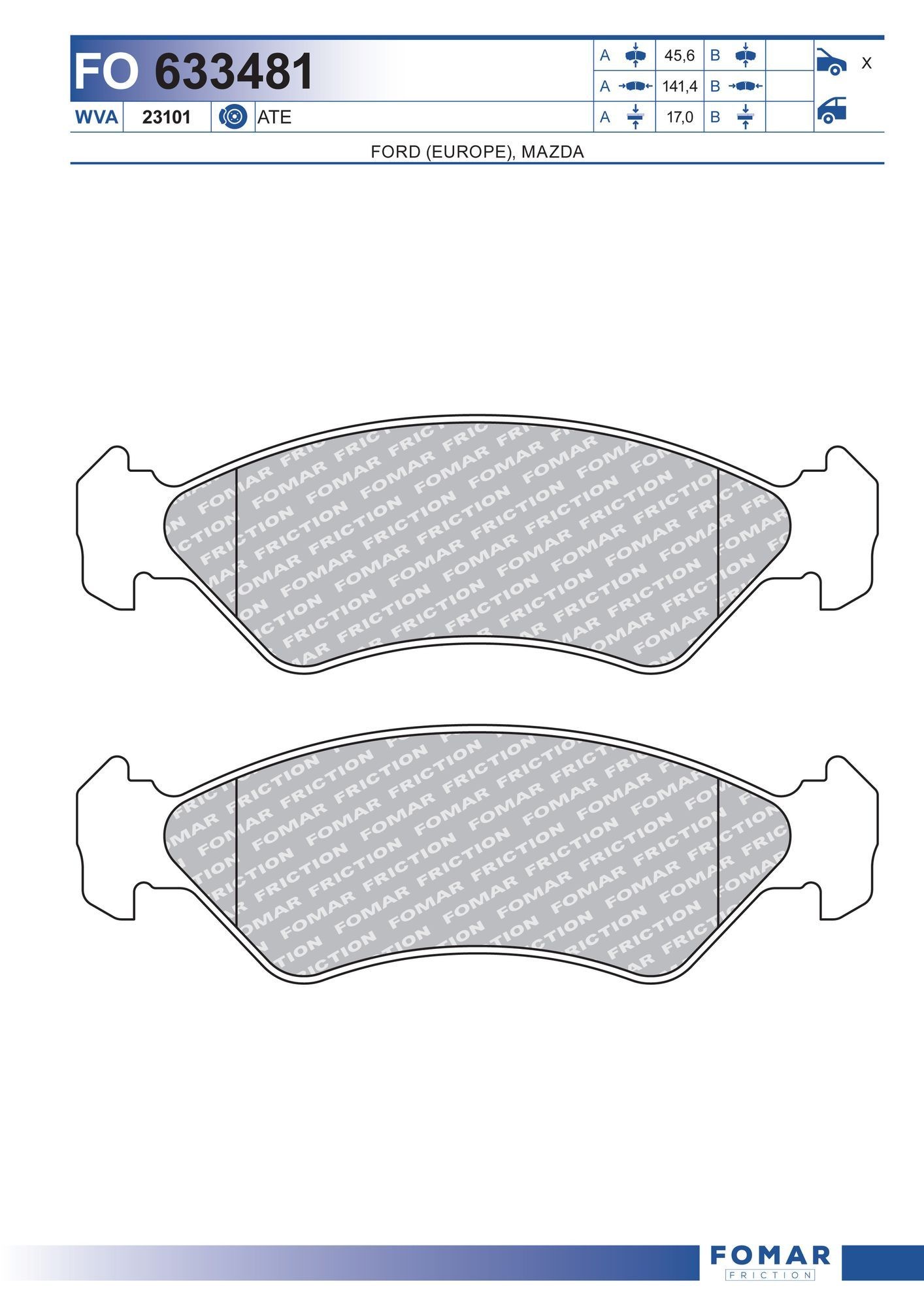 FOMAR Friction FO 633481: Piduriklotsid