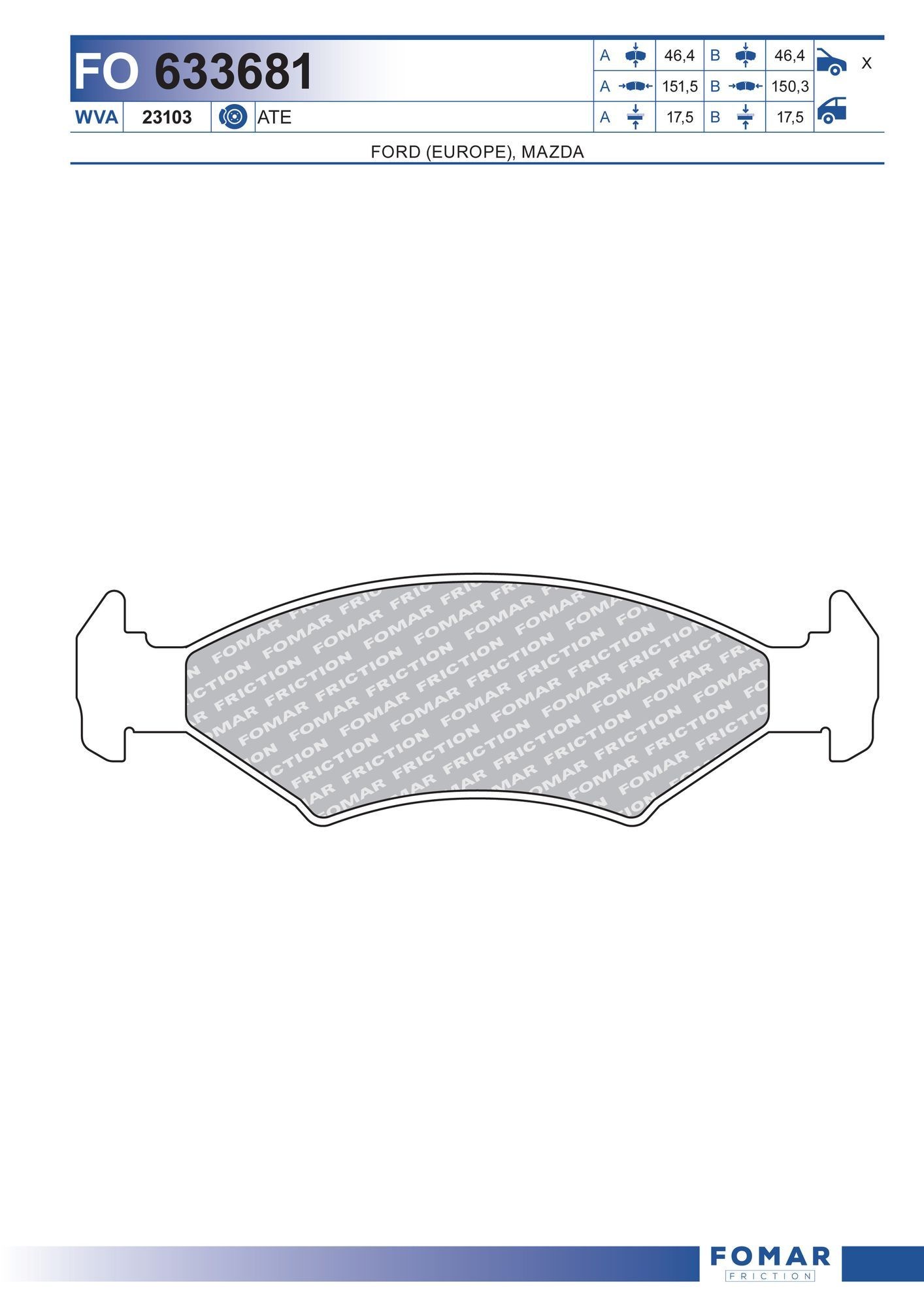 FOMAR Friction FO 633681: Piduriklotsid
