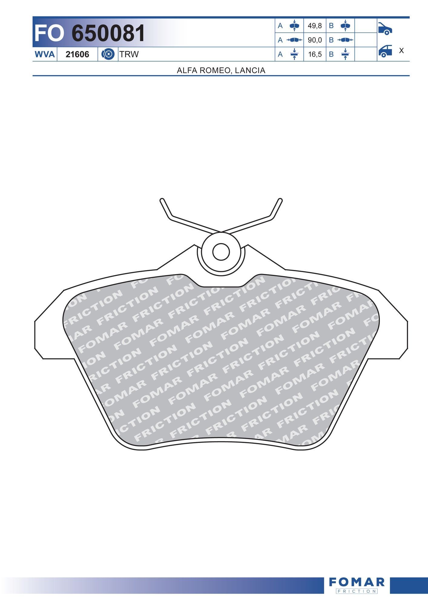 FOMAR Friction FO 650081: Piduriklotsid