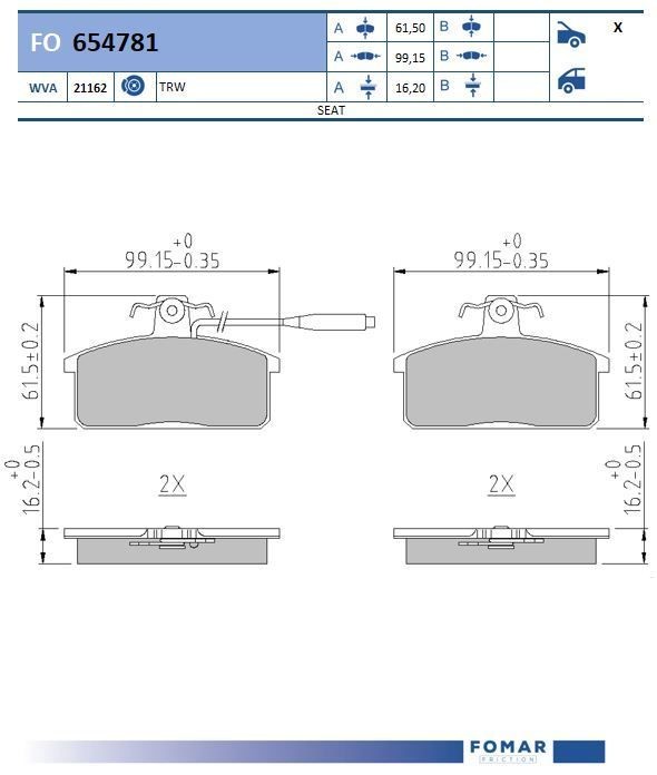 FOMAR Friction FO 654781: Bremseklodser