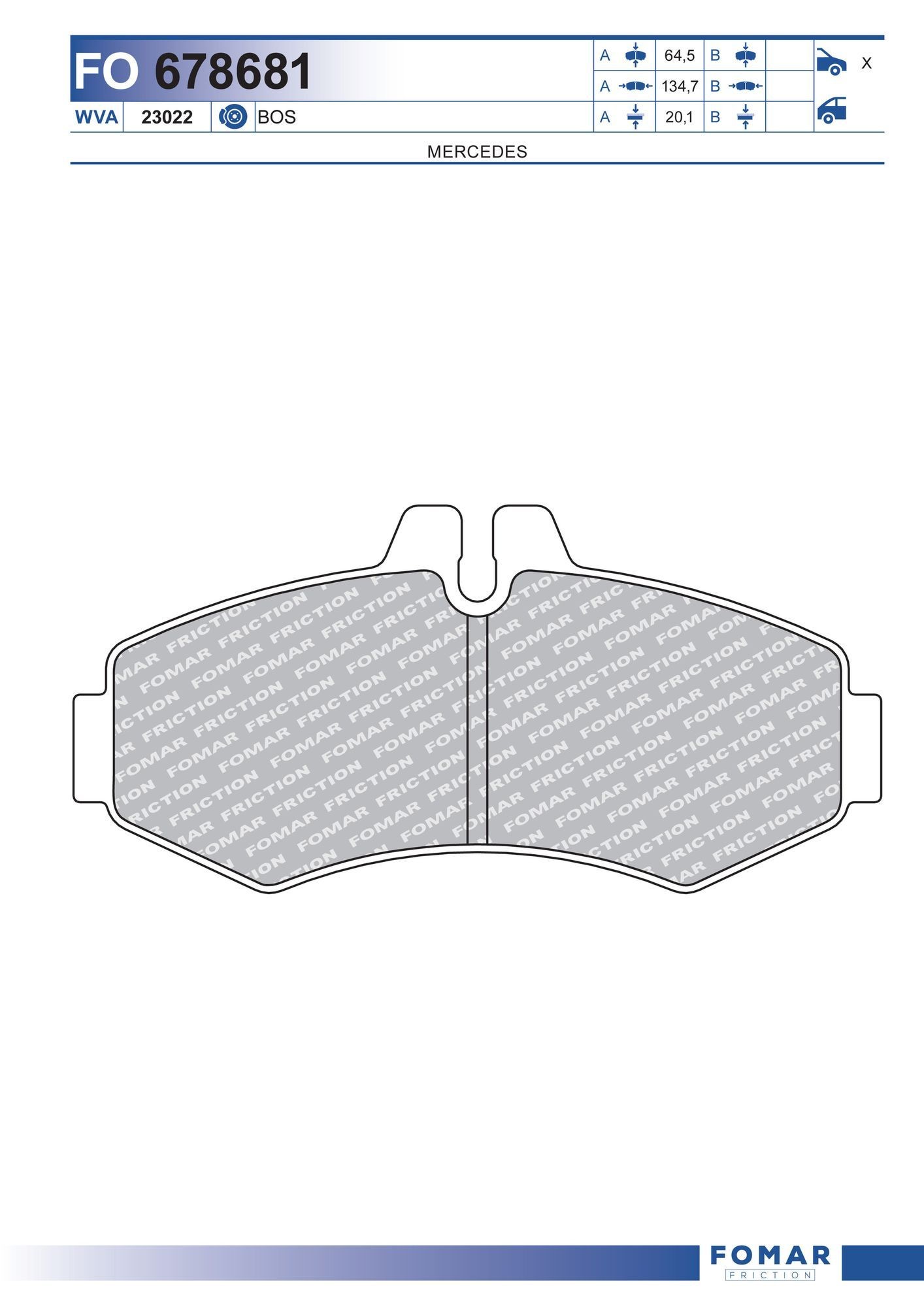 FOMAR Friction FO 678681: Stabdžių kaladėlės