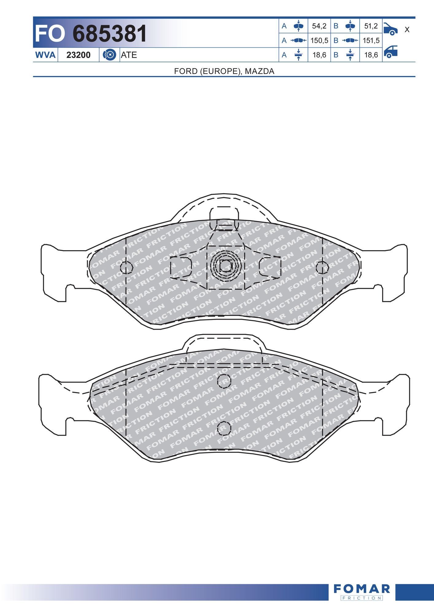 FOMAR Friction FO 685381: Piduriklotsid