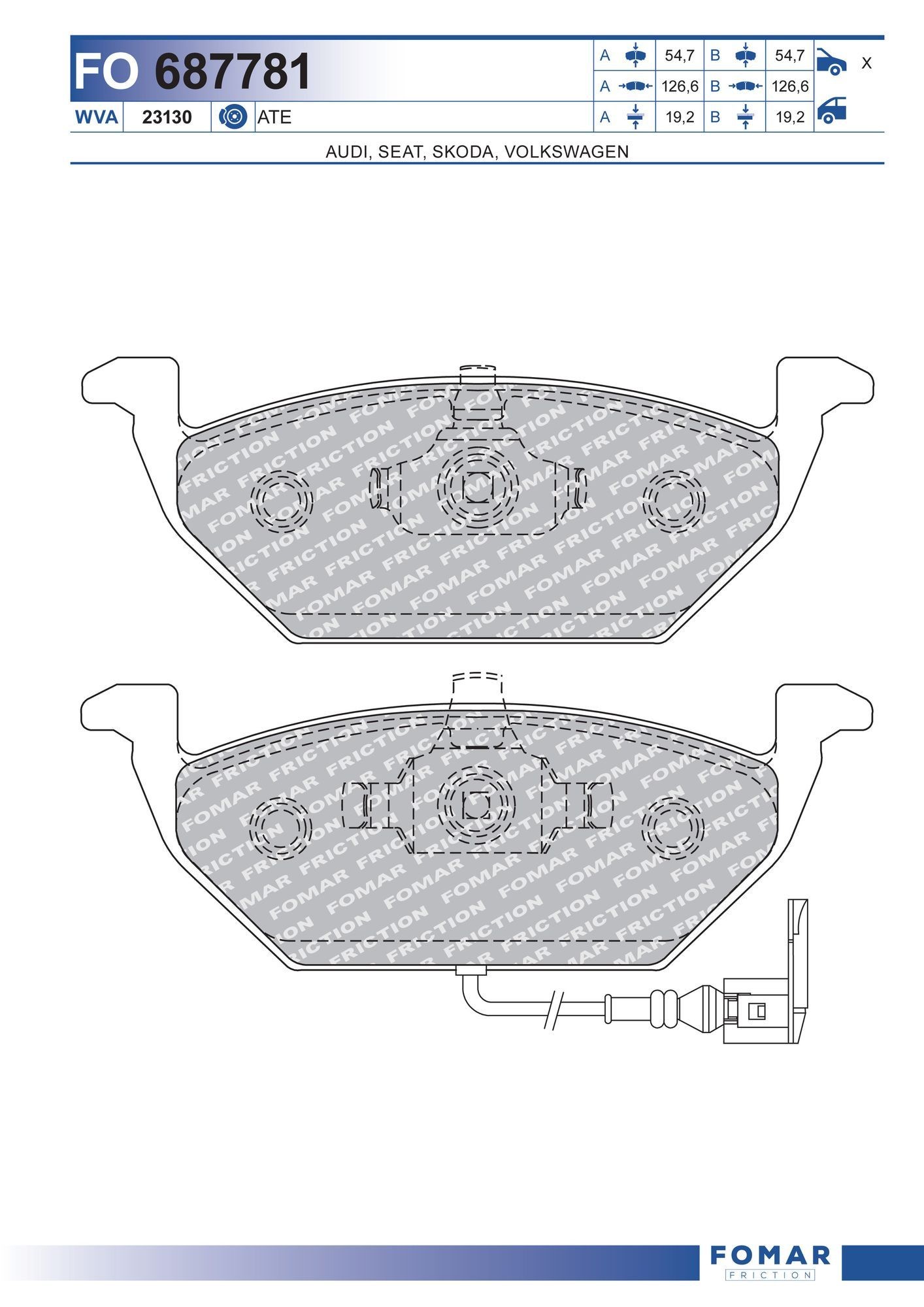 FOMAR Friction FO 687781: Stabdžių kaladėlės