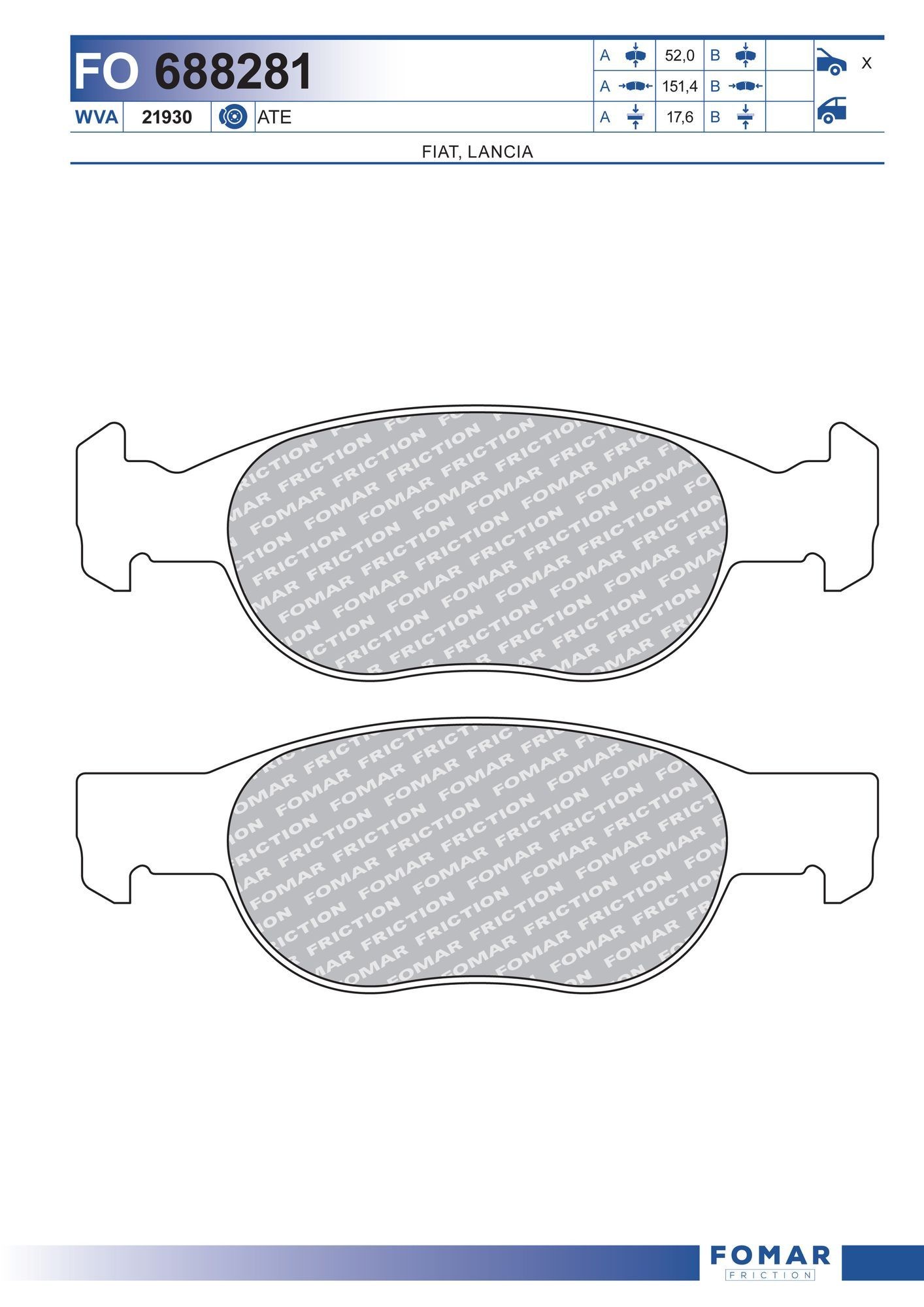 FOMAR Friction FO 688281: Piduriklotsid