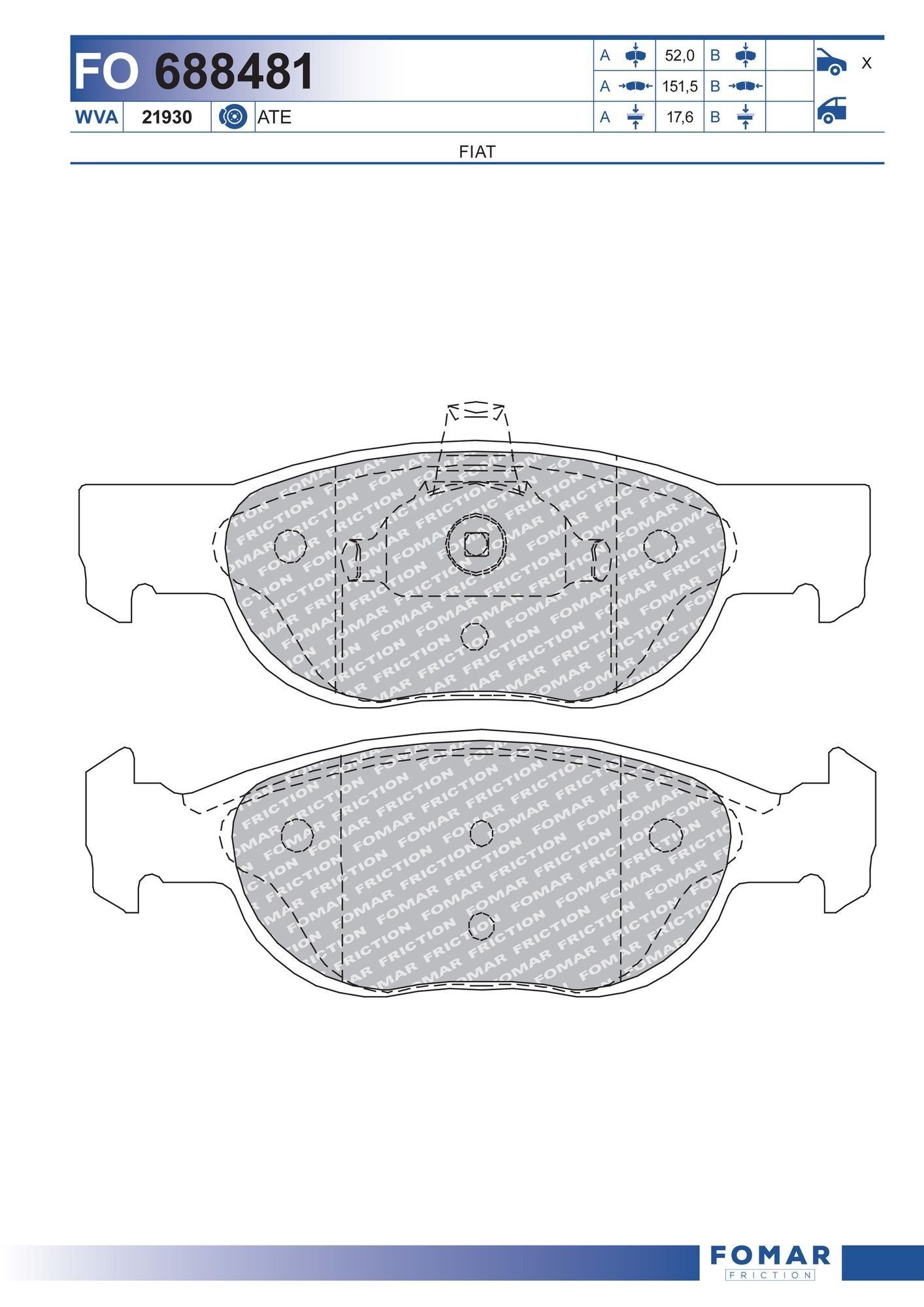FOMAR Friction FO 688481: Piduriklotsid