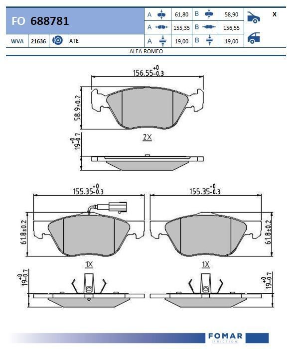 FOMAR Friction FO 688781: Piduriklotsid