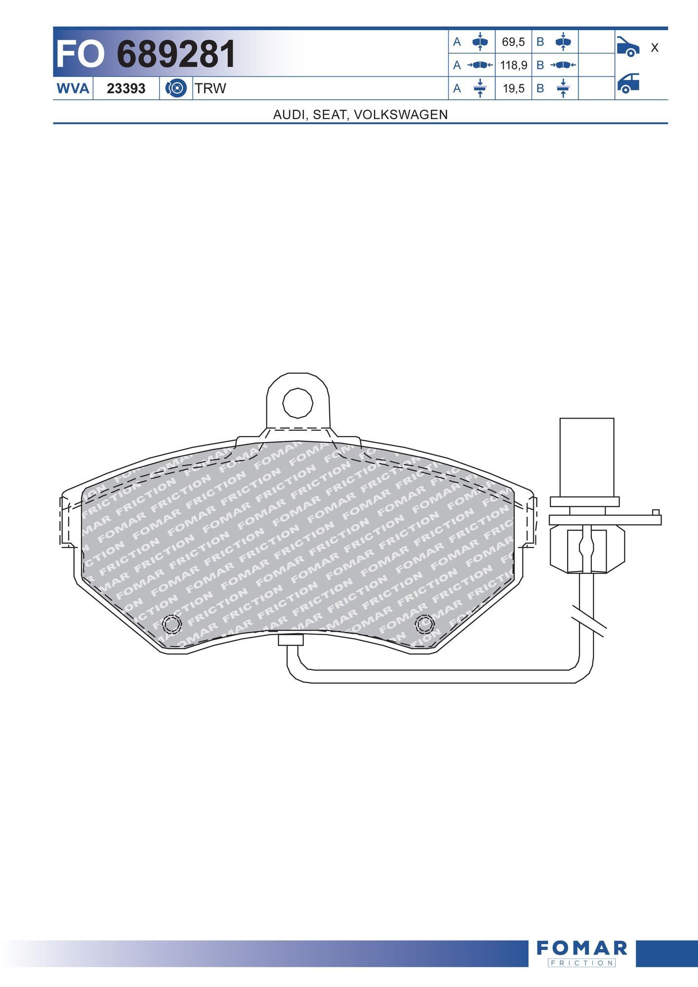 FOMAR Friction FO 689281: Piduriklotsid