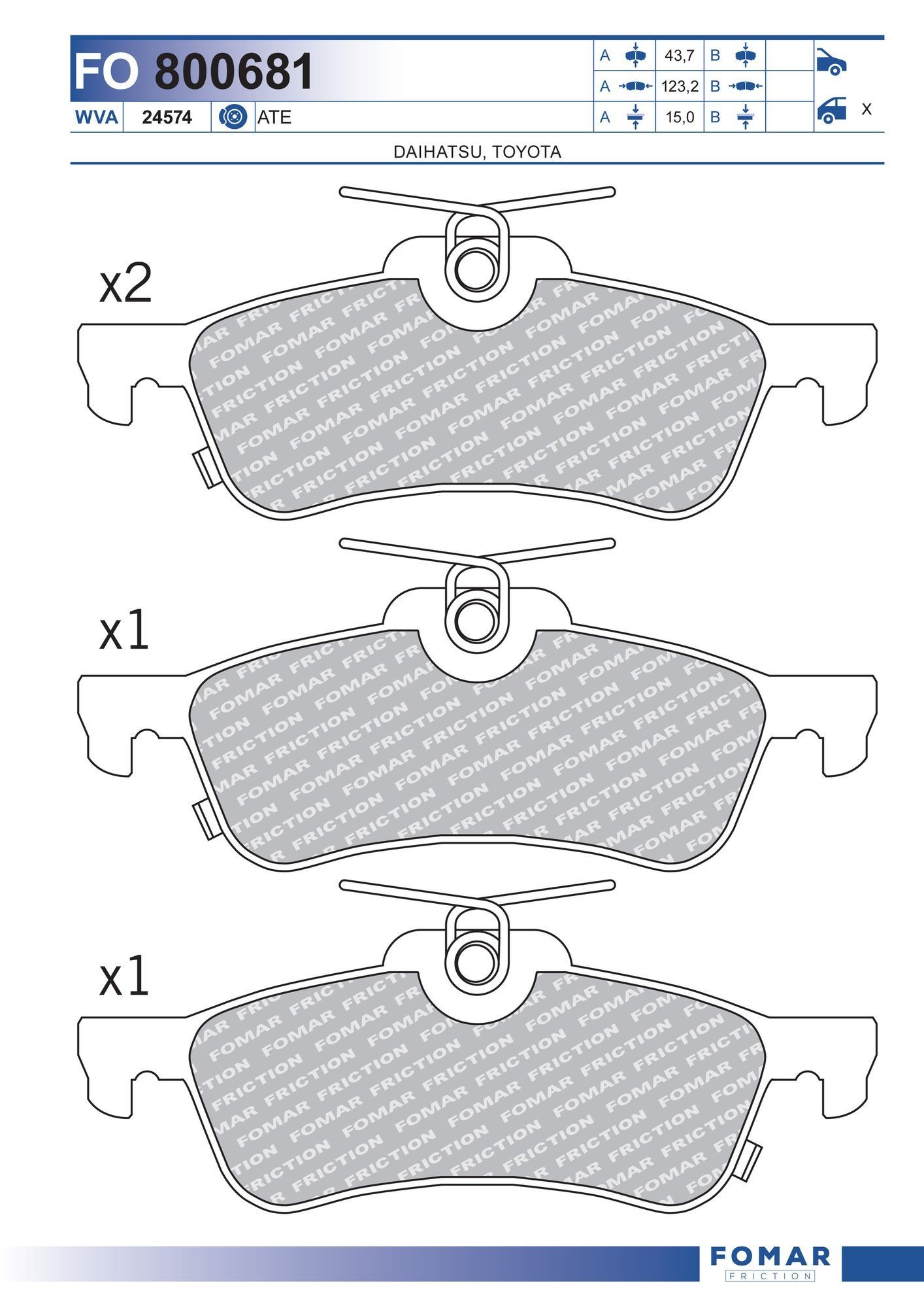 FOMAR Friction FO 800681: Fékbetét készlet, tárcsafék