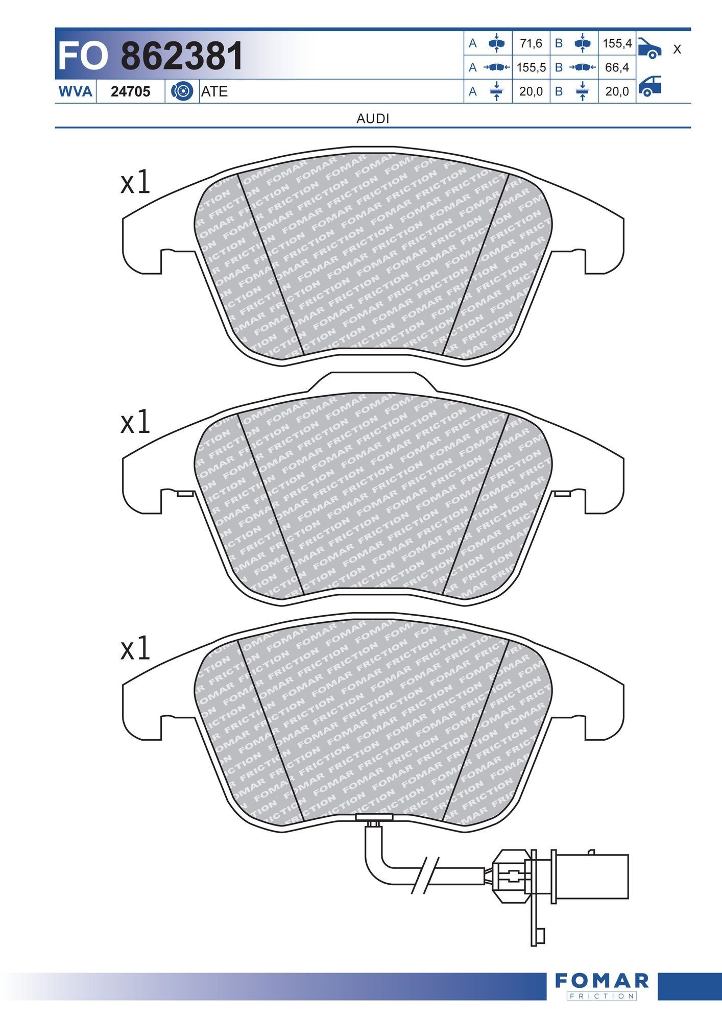 FOMAR Friction FO 862381: Piduriklotsid