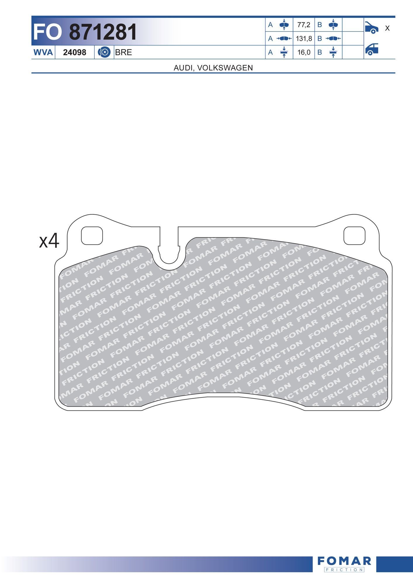 FOMAR Friction FO 871281: Piduriklotsid