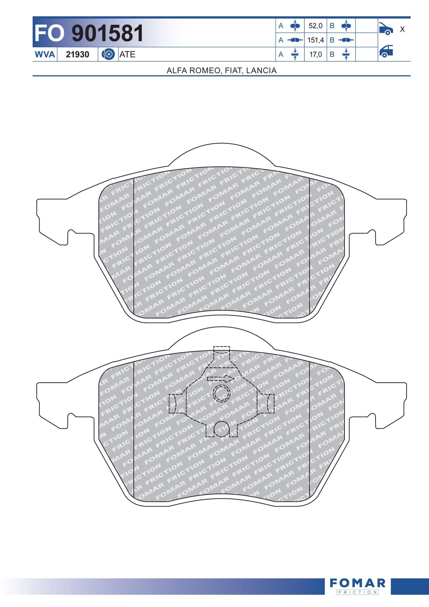 FOMAR Friction FO 901581: Piduriklotsid
