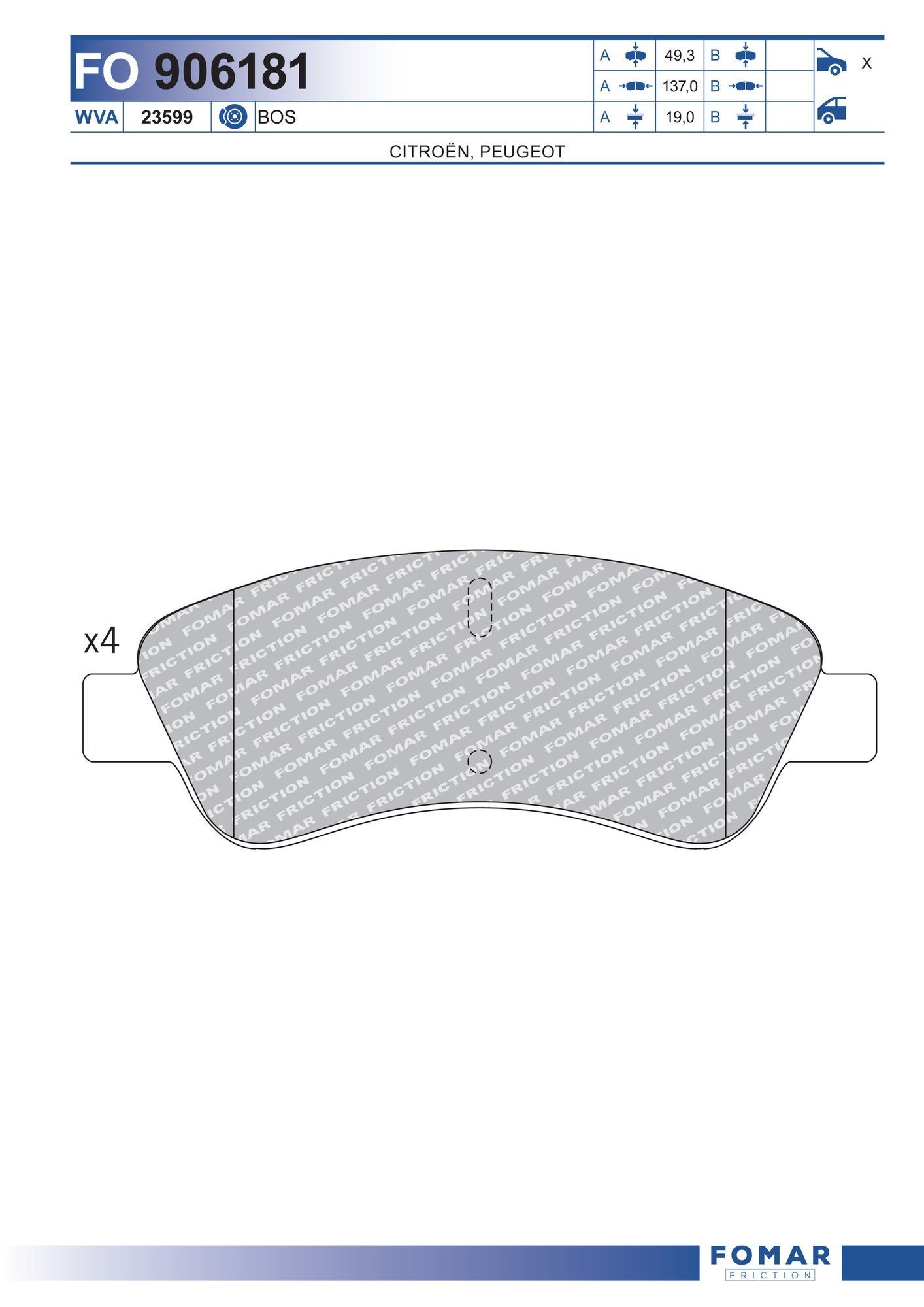 FOMAR Friction FO 906181: Bremseklodser