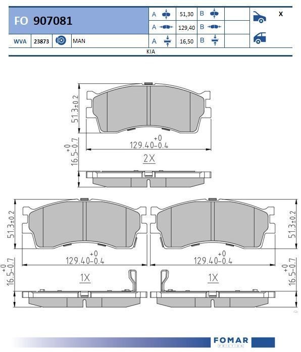 FOMAR Friction FO 907081: Piduriklotsid