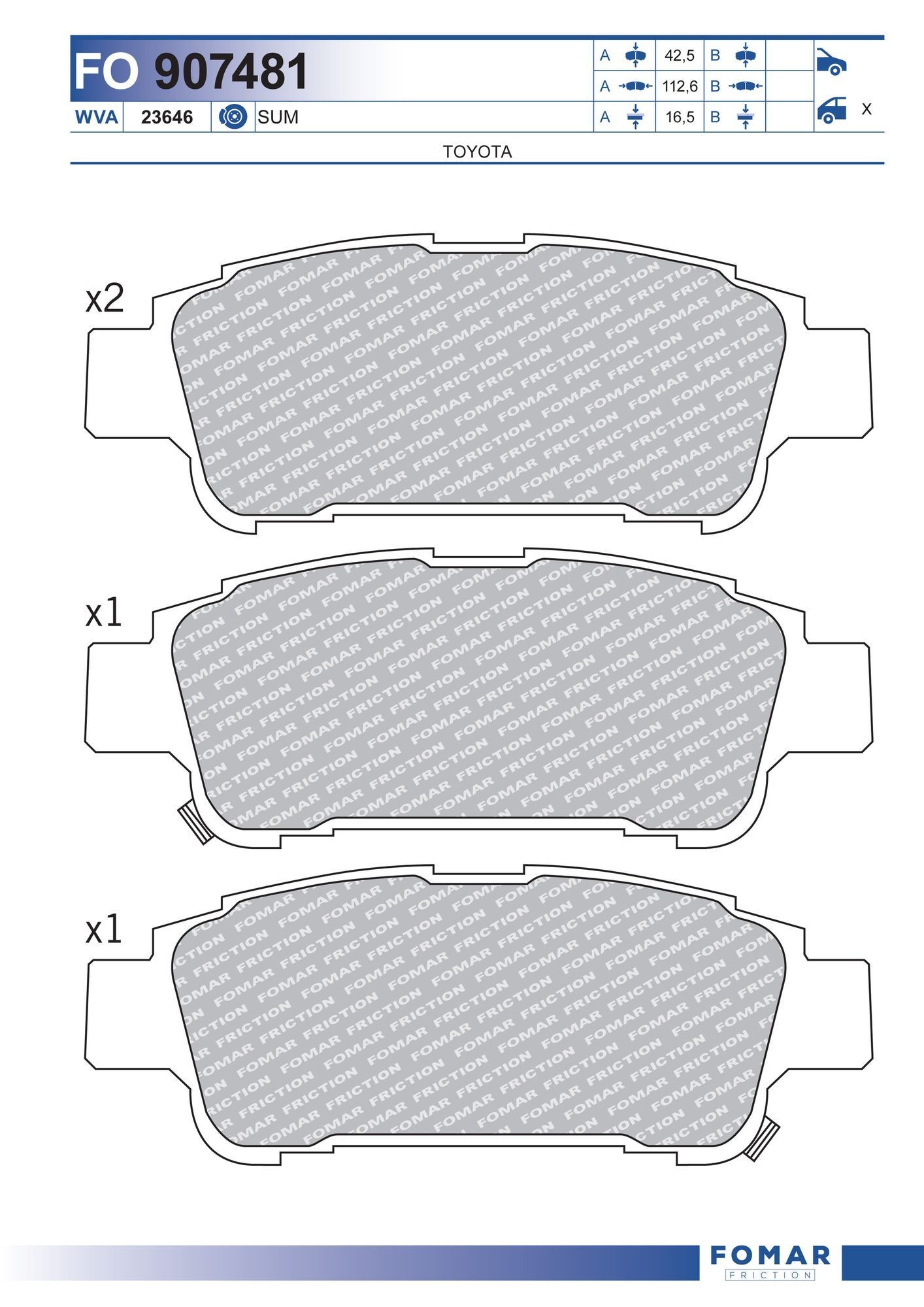 FOMAR Friction FO 907481: Piduriklotsid