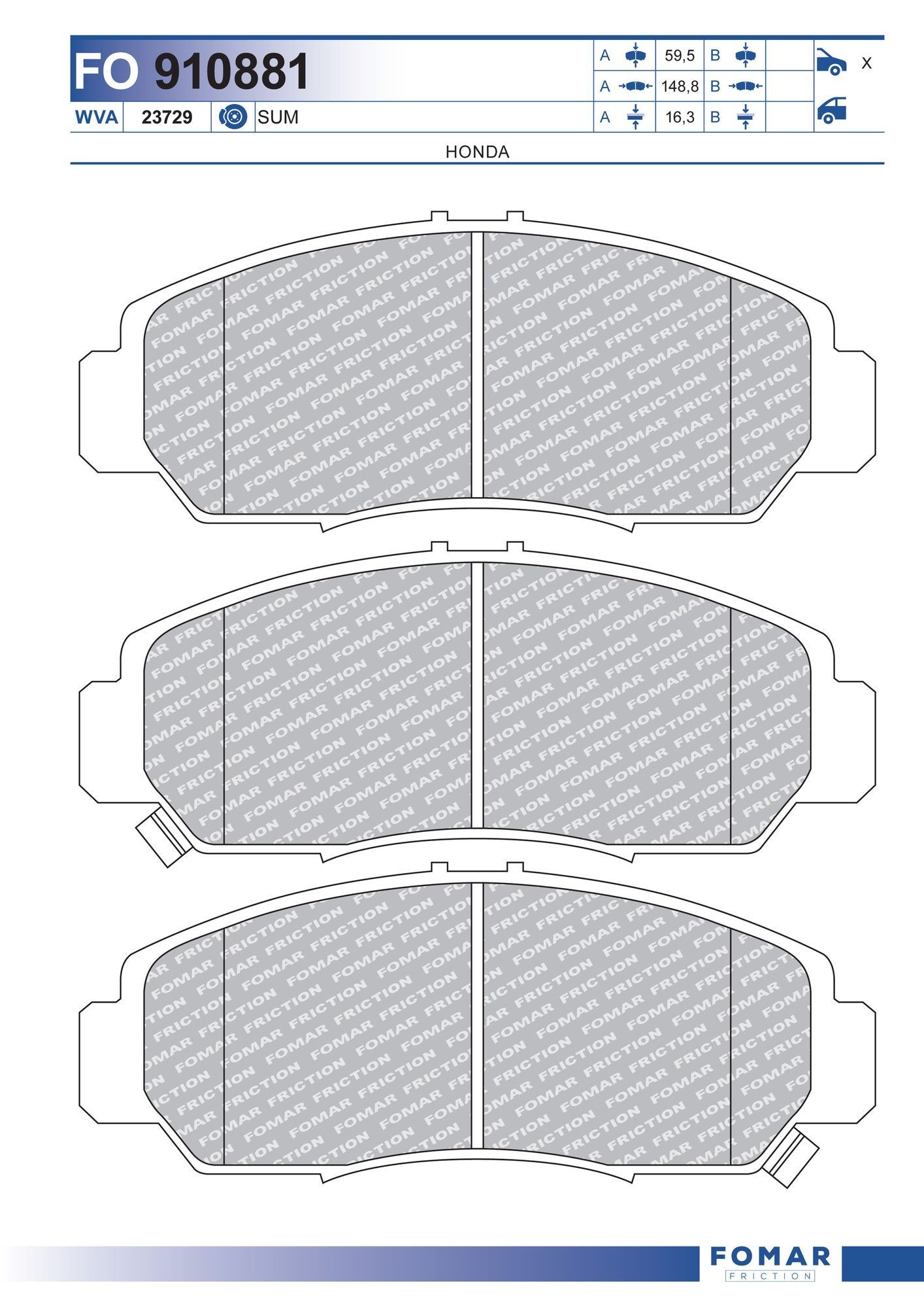 FOMAR Friction FO 910881: Piduriklotsid