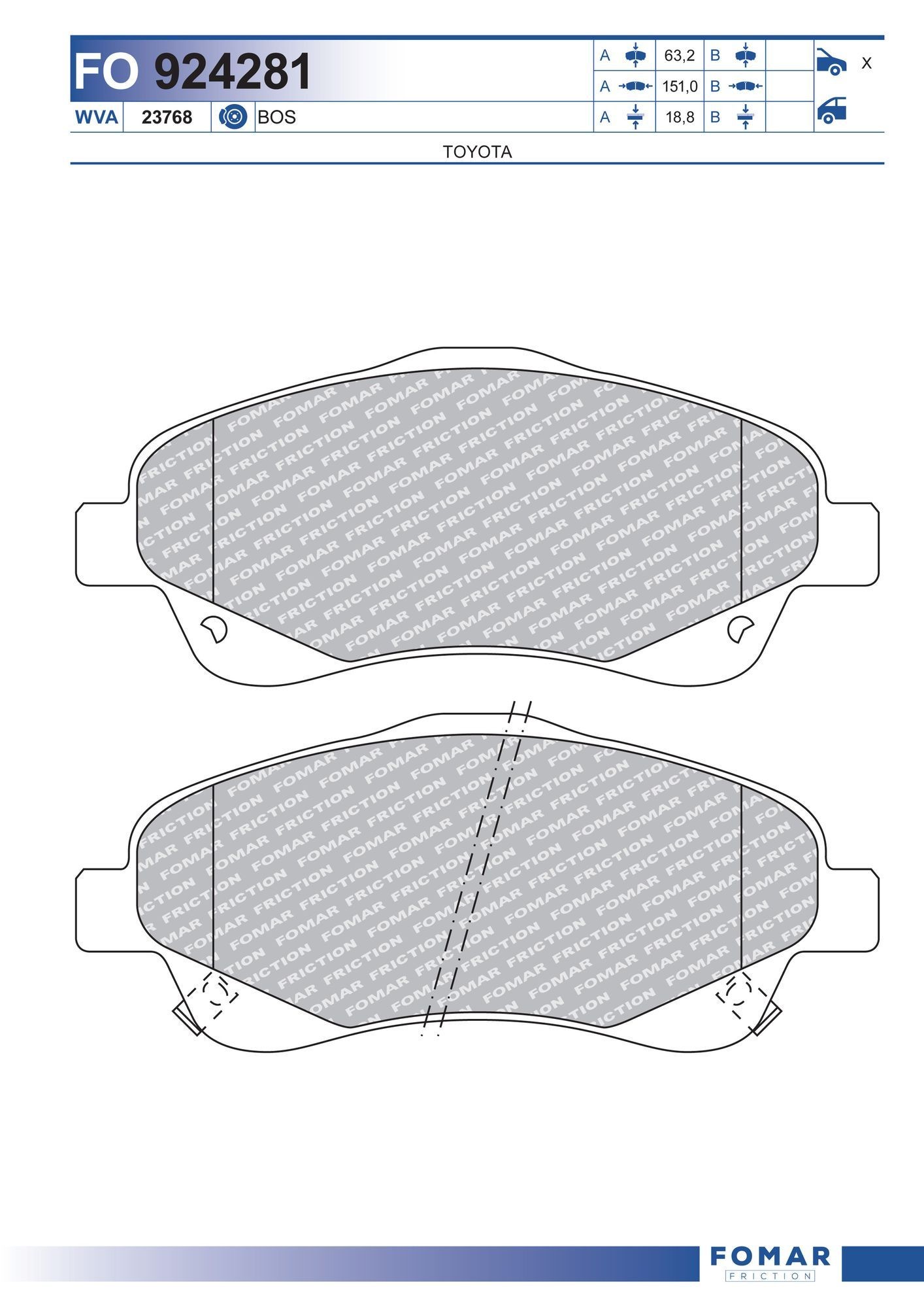 FOMAR Friction FO 924281: Piduriklotsid