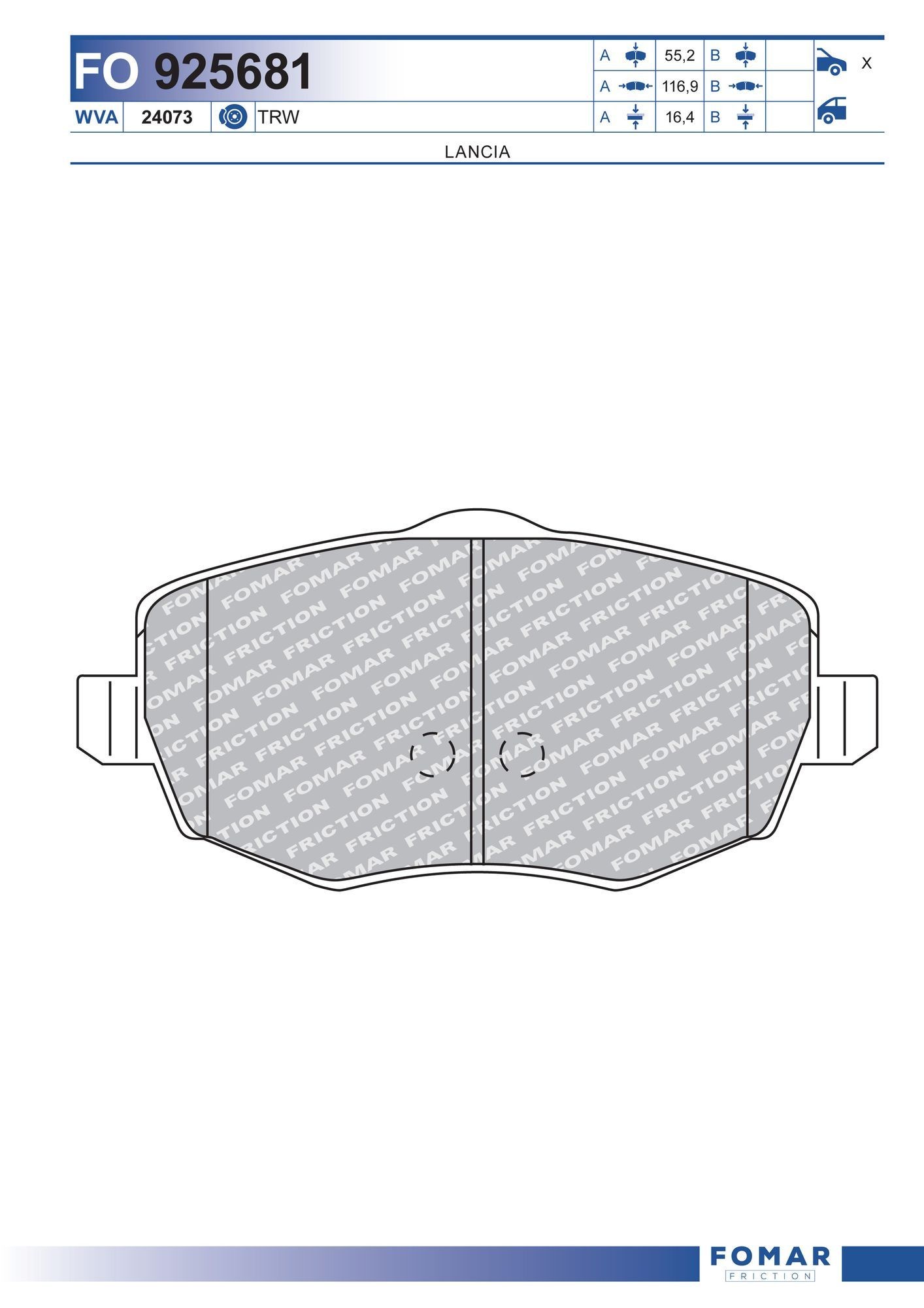 FOMAR Friction FO 925681: Bremseklodser