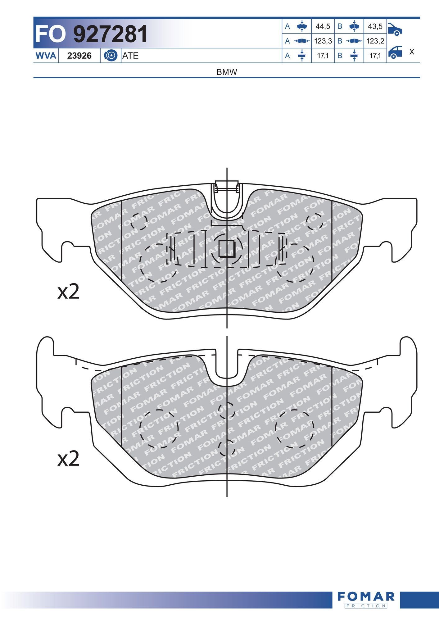 FOMAR Friction FO 927281: Piduriklotsid
