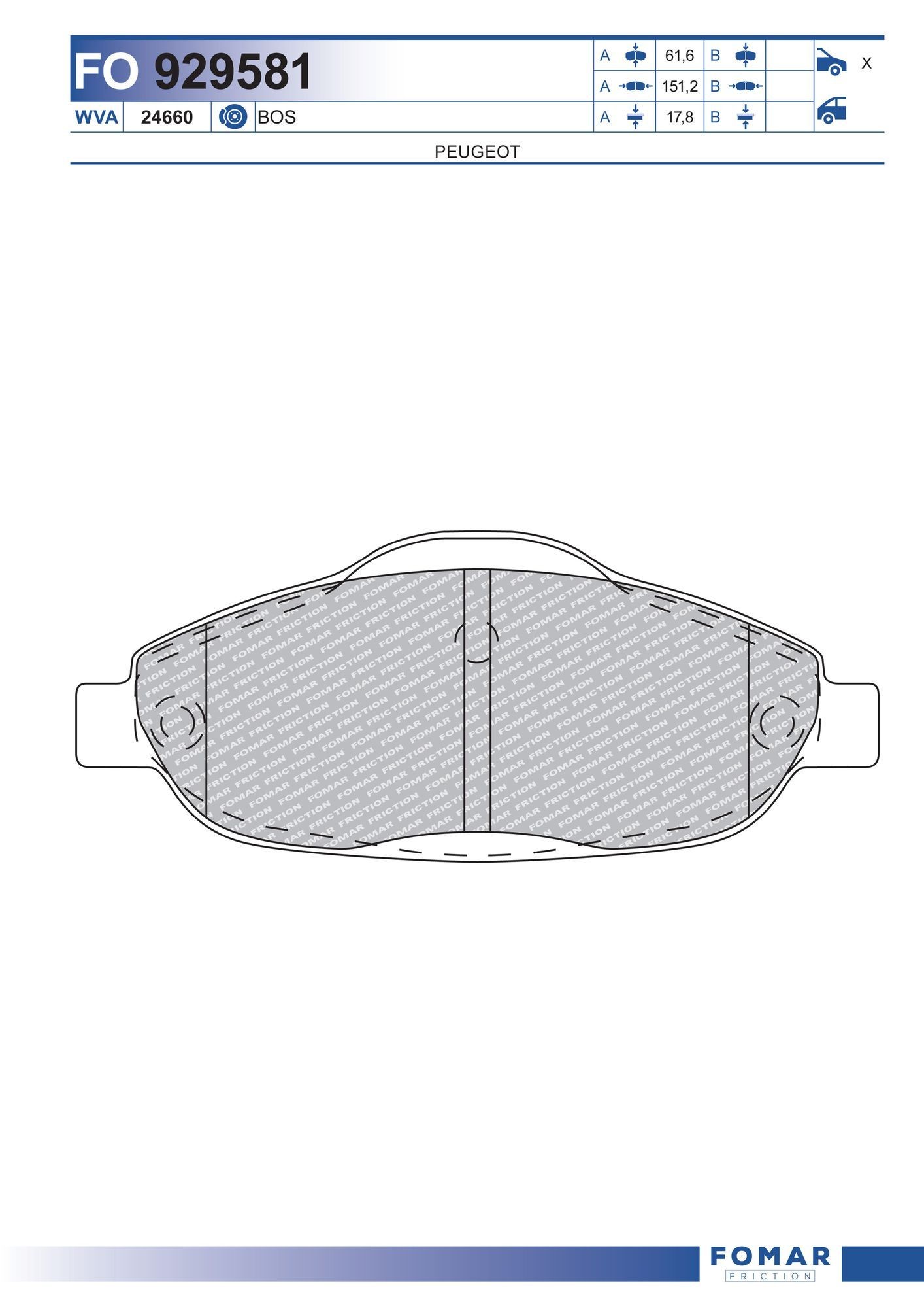 FOMAR Friction FO 929581: Piduriklotsid