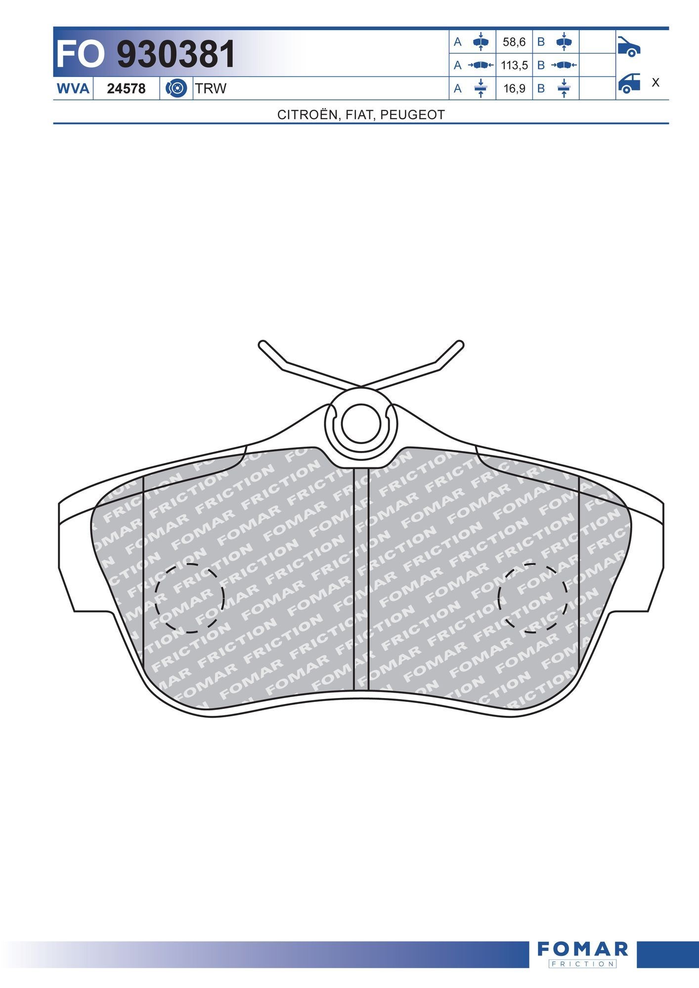 FOMAR Friction FO 930381: Piduriklotsid