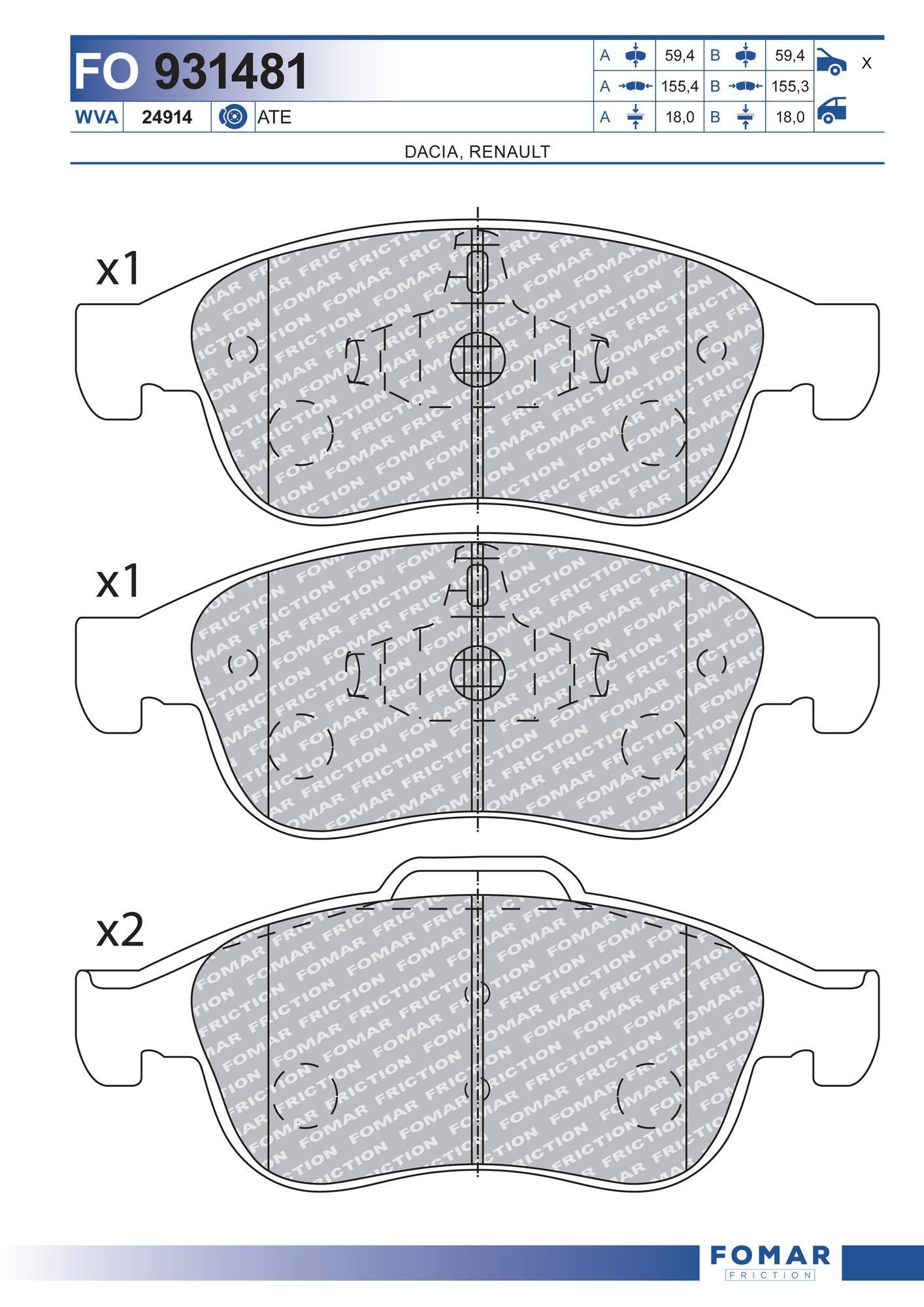 FOMAR Friction FO 931481: Kit pastiglie freni