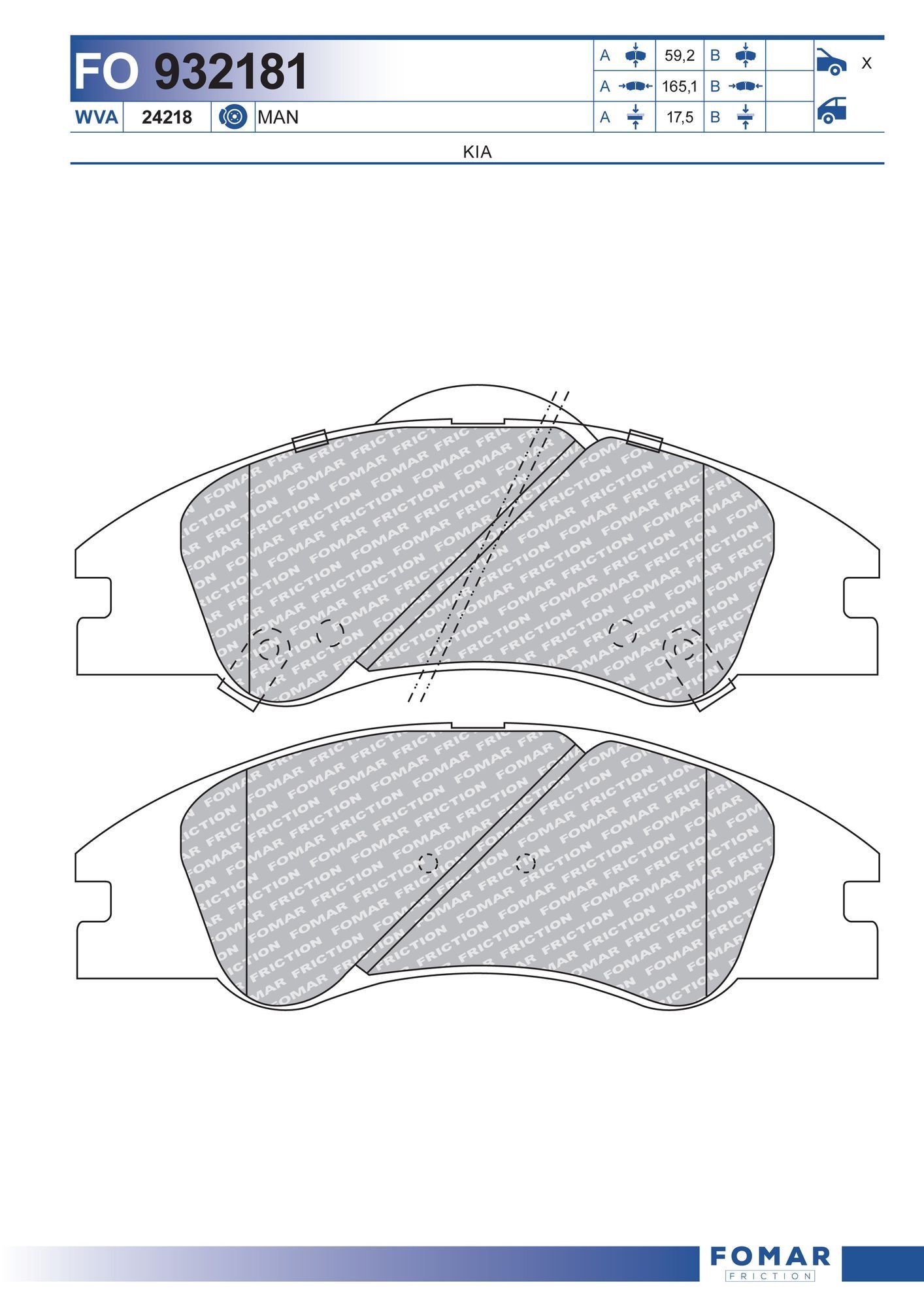 FOMAR Friction FO 932181: Piduriklotsid