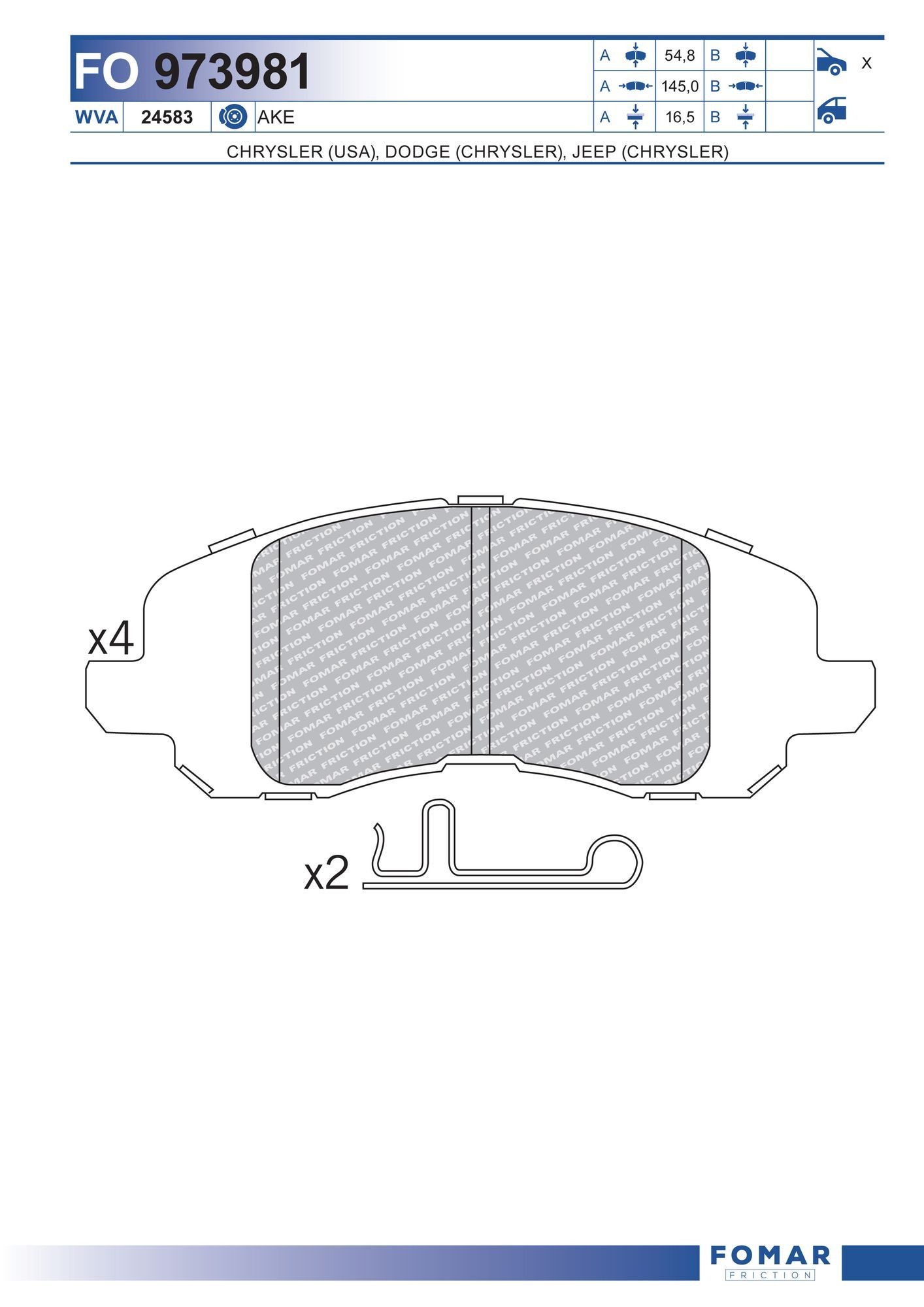 FOMAR Friction FO 973981: Bremseklodser