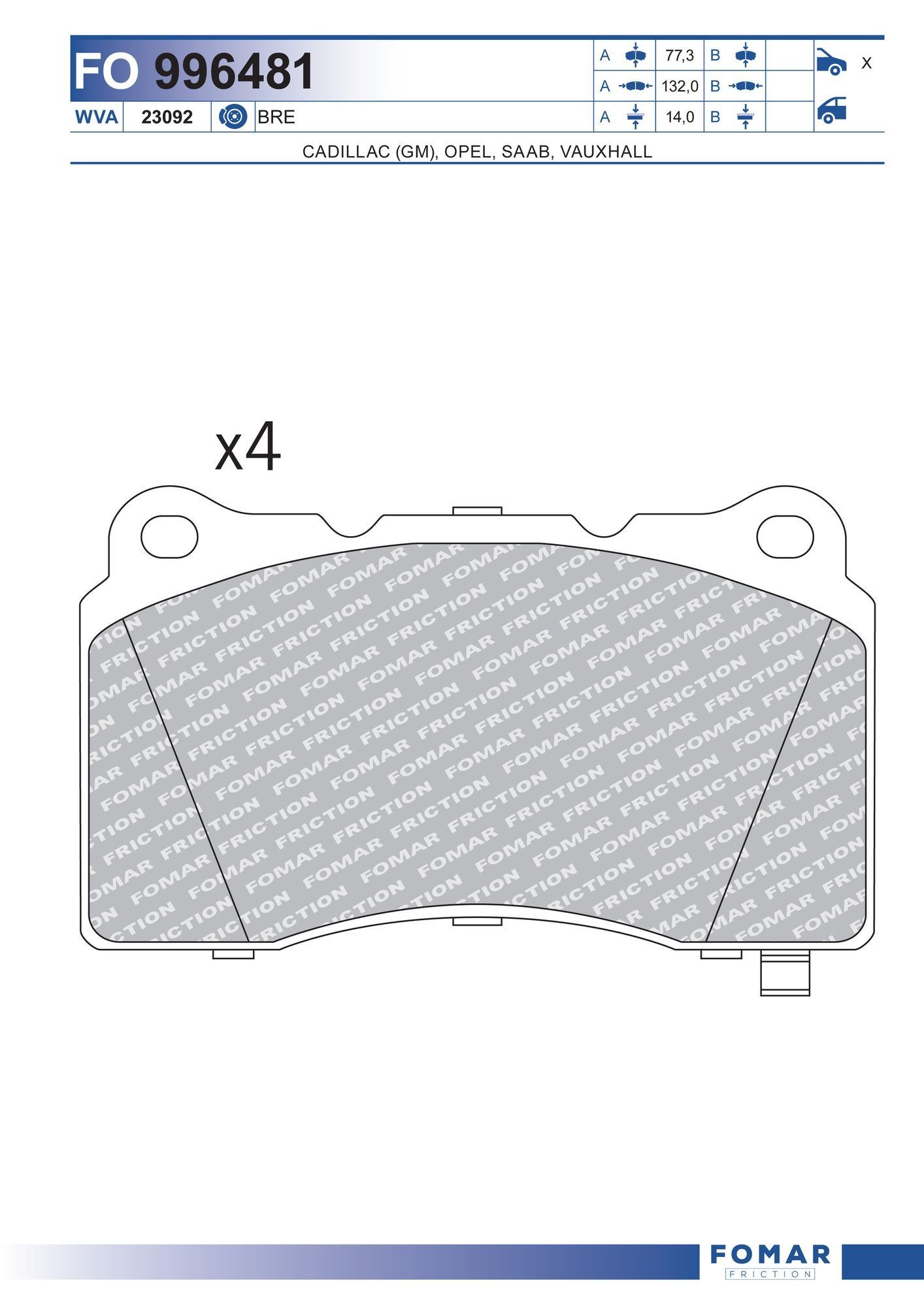 FOMAR Friction FO 996481: Piduriklotsid