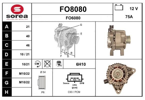 SNRA FO8080: Alternator 75A, cu regulator integrat