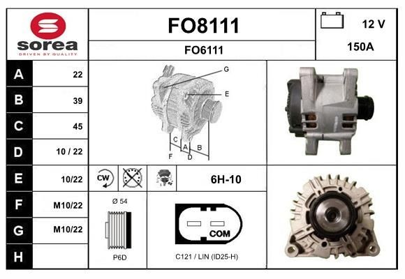 SNRA FO8111: Alternator 150A, cu regulator integrat