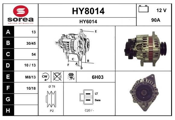 SNRA HY8014: Alternatore 90A, con regolatore integrato