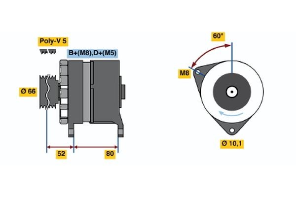 BOSCH 0 120 468 108: Kintamosios srovės generatorius 115A