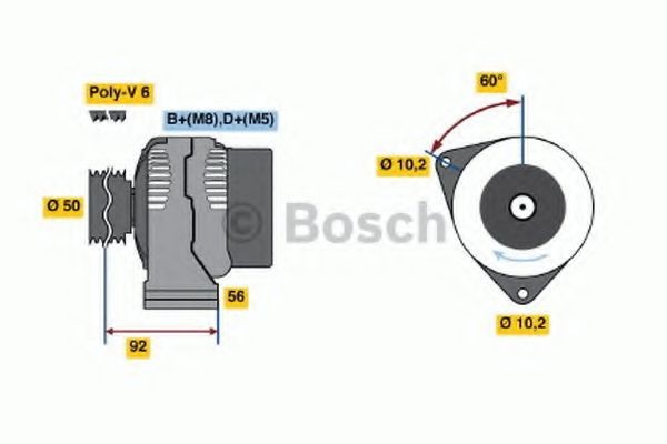 BOSCH 0 123 520 011: Kintamosios srovės generatorius 150A