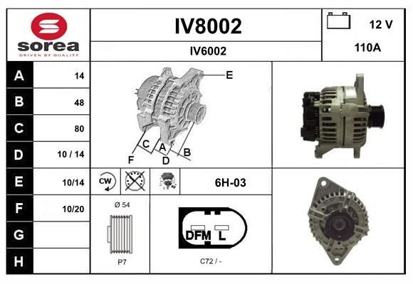 SNRA IV8002: Alternator 110A, ze zintegrowanym regulatorem