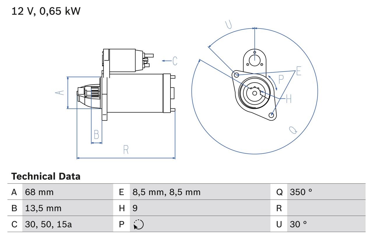BOSCH 0 986 010 040: Startér 0,7kW