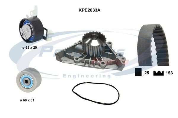 PROCODIS FRANCE KPE2033A: Kit de distribution + pompe à eau Nbr. dents: 153, Largeur: 25,0mm