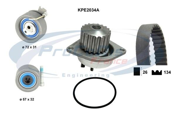 PROCODIS FRANCE KPE2034A: Ūdenssūknis + Zobsiksnas komplekts Zobu skaits: 134, Platums: 25,4mm