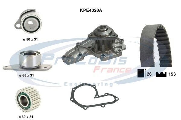 PROCODIS FRANCE KPE4020A: Tandremssæt med vandpumpe Zähnez.: 153, Breite: 26mm