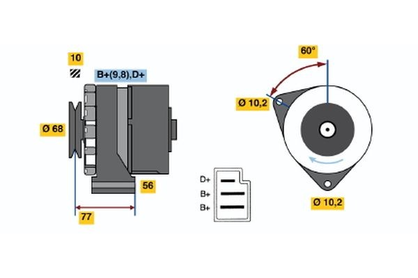 BOSCH 0 986 031 420: Kintamosios srovės generatorius 70A