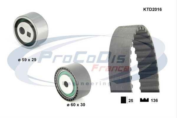 PROCODIS FRANCE KTD2016: Jogo de correias dentadas N.º dentes: 136