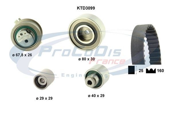 PROCODIS FRANCE KTD3099: Ozubení, sada rozvodového řemene zuby: 160