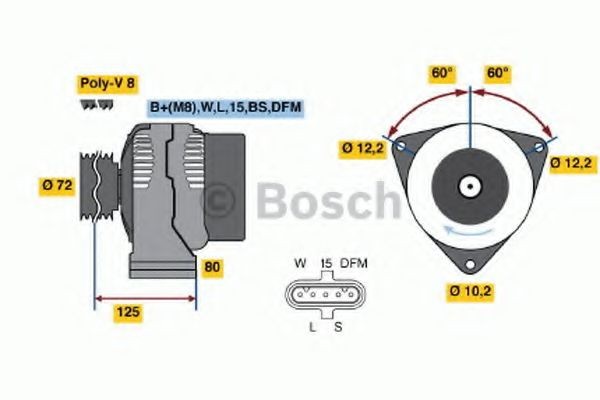 BOSCH 0 986 042 400: Kintamosios srovės generatorius 100A
