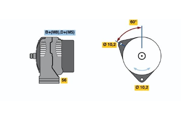 BOSCH 0 986 043 130: Kintamosios srovės generatorius 143A