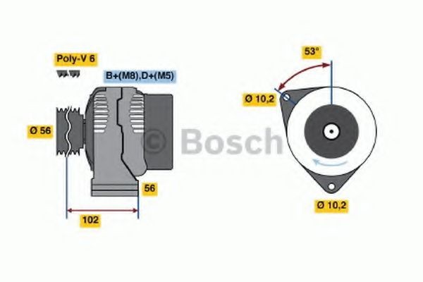 BOSCH 0 986 044 370: Kintamosios srovės generatorius 90A