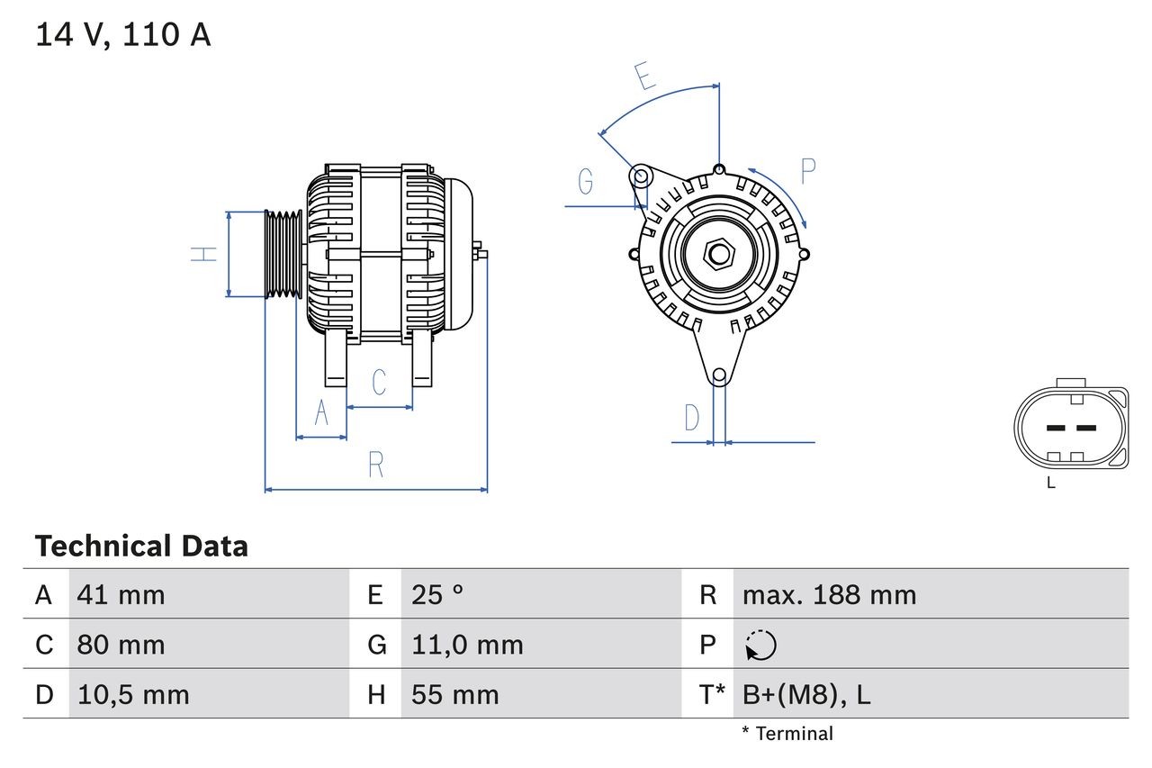 BOSCH 0 986 046 060: Alternator 110A
