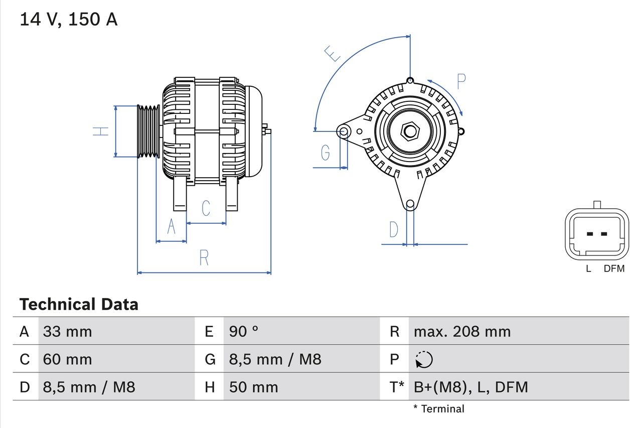 BOSCH 0 986 047 390: Laturi 150A