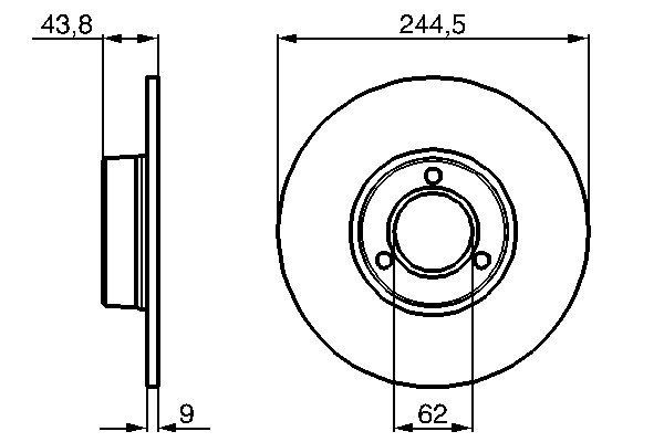 BOSCH 0 986 478 052: Piduriketas Ø: 244,5mm, täis, Ø: 244,5mm, õlitatud