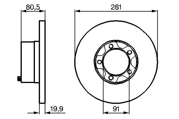 BOSCH 0 986 478 138: Piduriketas Ø: 281mm, täis, Ø: 281mm, õlitatud