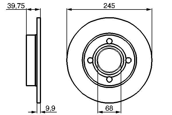 BOSCH 0 986 478 216: Piduriketas Ø: 244,9mm, täis, Ø: 244,9mm, õlitatud